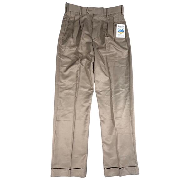 NWT Croft & Barrow Premium No Iron Pleated Khakis Mens 32x32 Tan Sorbtek Pants - Picture 1 of 10